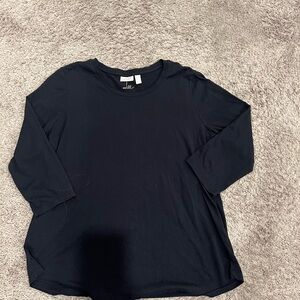 LOGO by Lori Goldstein Black three-quarter sleeved black T-shirt size medium